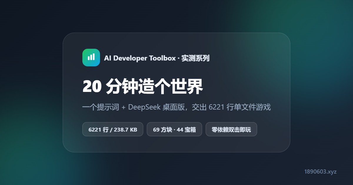 一个提示词，20 分钟，6221 行：让 DeepSeek 写个能玩的我的世界